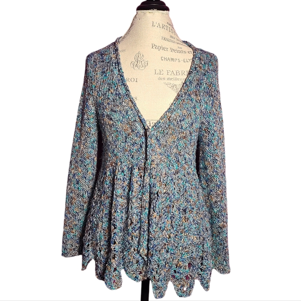 Free People Peplum Knit Cardigan Sweater